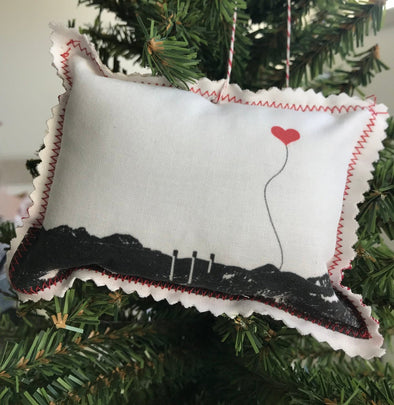 Bend Oregon Old Mill Mountains Fabric Ornament - noteify