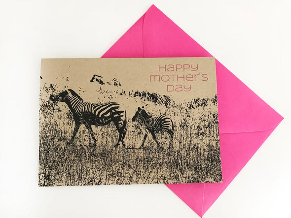 Happy Mother's Day Zebra single note card - noteify