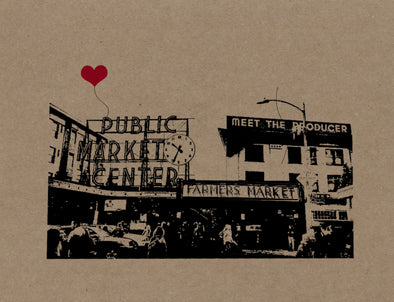 Seattle Pike Place Market kraft poster print - noteify