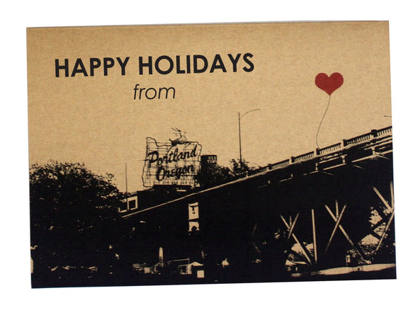 Happy Holidays from Portland, Oregon set of 8 note cards - noteify