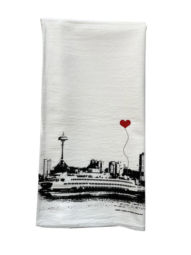 Seattle Ferry Boat Space Needle Tea Towel - noteify