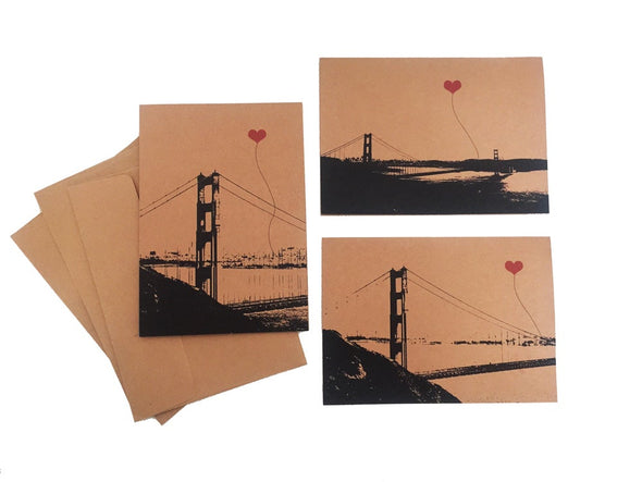 San Francisco Golden Gate Bridge set of 3 Bridge Views note card set - noteify