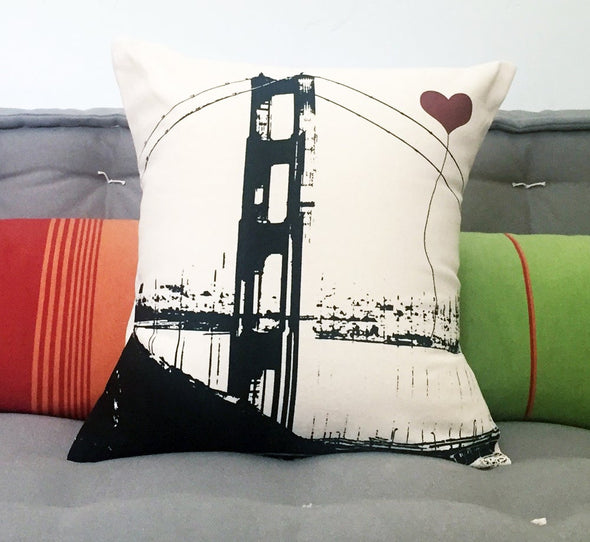 San Francisco Golden Gate Bridge Square Canvas Throw Pillow - noteify