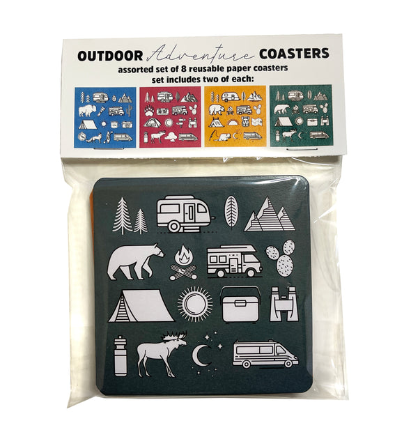 Wilder Outdoor Adventure Reusable Paper Coaster Set of 8