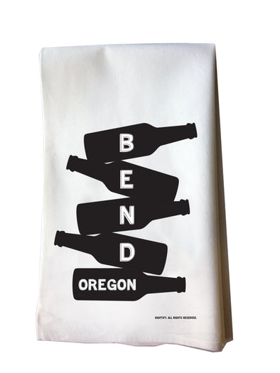 Bend Oregon Beer Bottle Stack Cotton Flour Sack Tea Towel