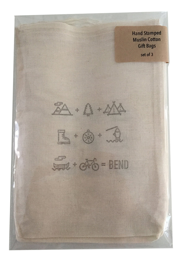 Bend Oregon Equation Muslin Cotton Drawstring Gift Bag