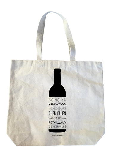 Sonoma Valley Cities Wine Bottle Heavyweight Cotton Canvas Tote Bag