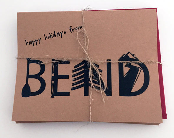 Happy Holidays from Bend Oregon set of 8 kraft note cards
