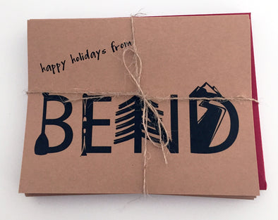 Happy Holidays from Bend Oregon set of 8 Kraft Note Cards