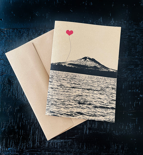 Mt. Bachelor Bend Oregon recycled kraft 5x7 single note card