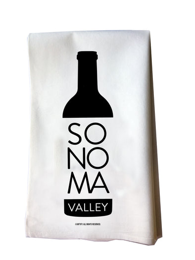 Sonoma Valley Wine Bottle Cotton Flour Sack Tea Towel
