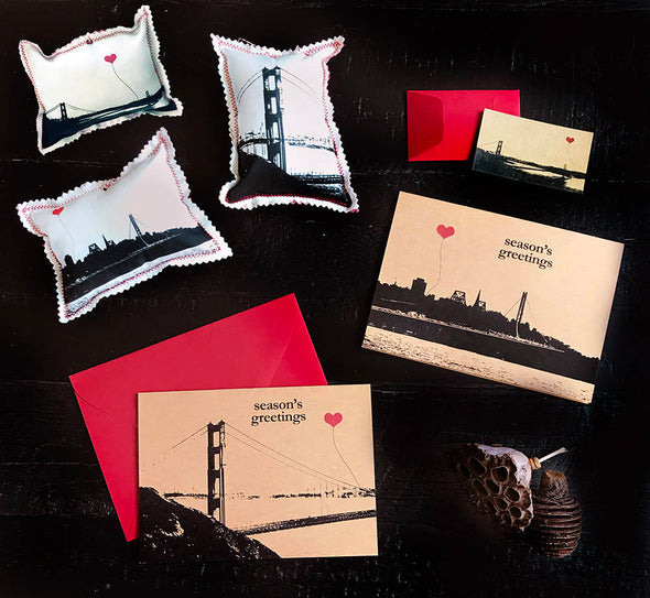 Season&#39;s Greetings from San Francisco Christmas note card set of 8 Holiday