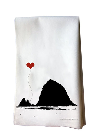 SALE Misprint - Oregon Coast Haystack Rock cotton flour sack tea towel