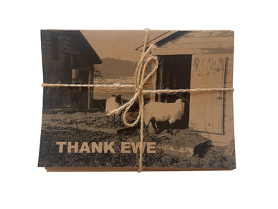 Thank Ewe set of 8 kraft note cards