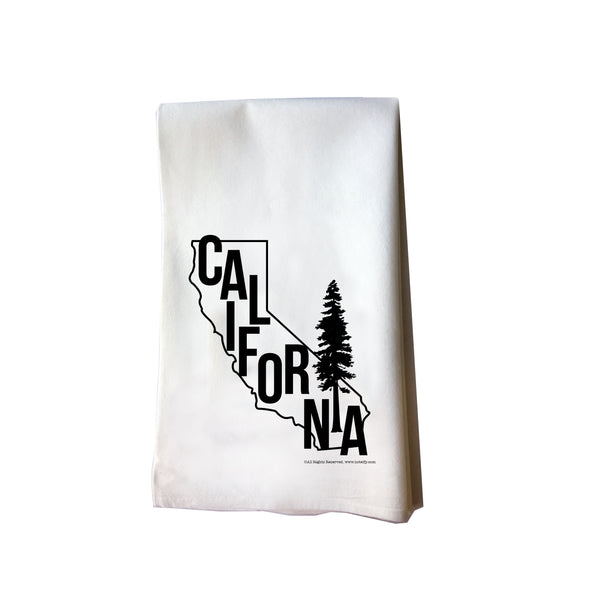 California Redwood Tree State Outline cotton flour sack tea towel - noteify