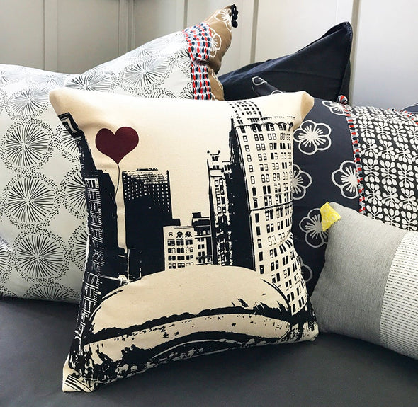 Chicago Lover’s The Bean Square Cotton Canvas Throw Pillow - noteify
