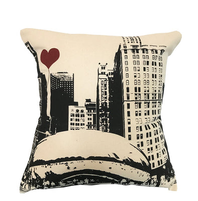 Chicago Lover’s The Bean Square Cotton Canvas Throw Pillow - noteify