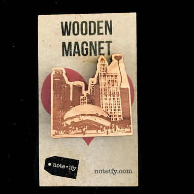 Chicago 'The Bean' Wooden Magnet - noteify