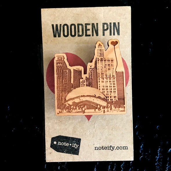 Chicago 'The Bean' Wooden Pin - noteify