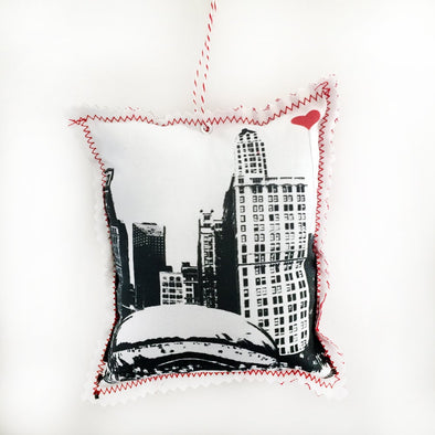 Chicago Bean Fabric Ornament - noteify