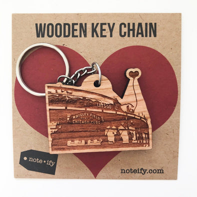 Chicago Cubs Wrigley Field Wooden Key Chain - noteify