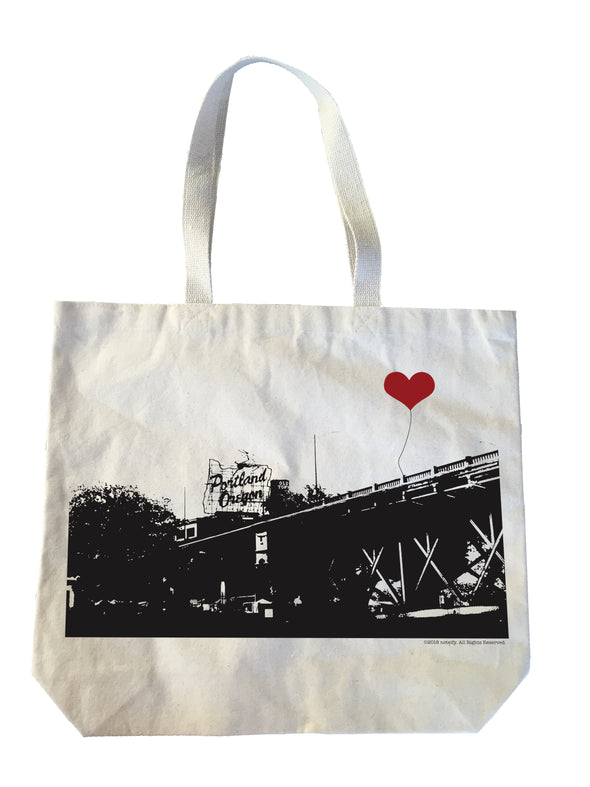 Portland Oregon White Stag Sign Cotton Canvas Heavyweight Tote Bag - noteify