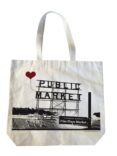 Seattle Pike Place Public Market Heavyweight Canvas Tote Bag - noteify