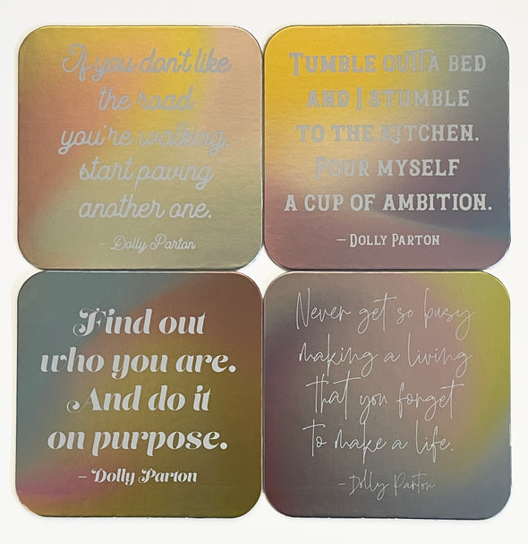 Dolly Parton Quotes Reusable Paper Coaster Assorted Set of 8 - noteify