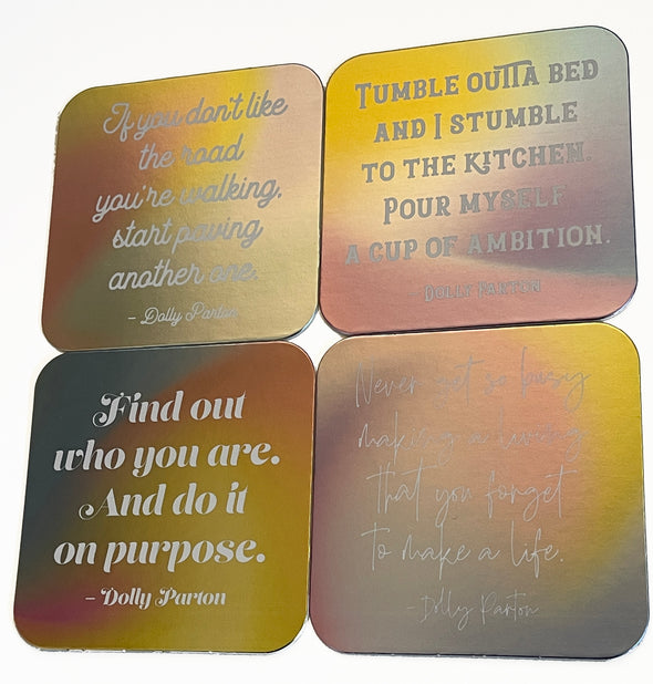 Dolly Parton Quotes Reusable Paper Coaster Assorted Set of 8 - noteify