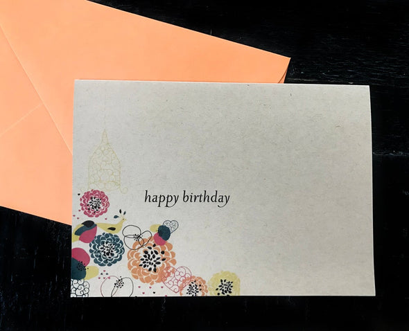 Happy Birthday Birdcage single note card - noteify
