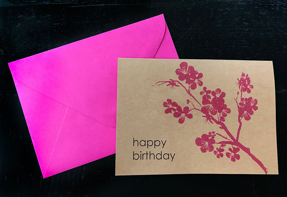 Happy Birthday Blossoms single note card - noteify