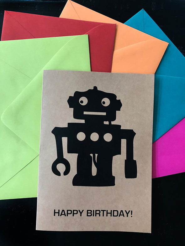 Happy Birthday Robot single note card - noteify