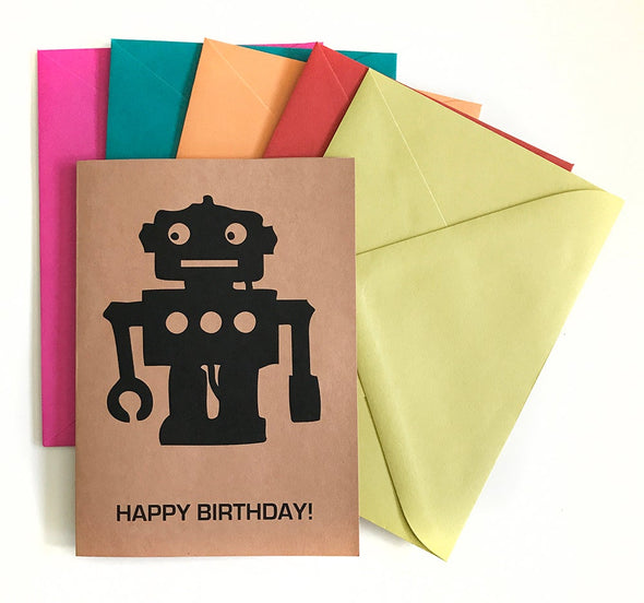 Happy Birthday Robot single note card - noteify