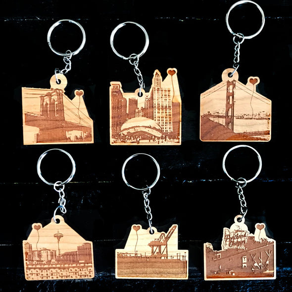 Port of Oakland Crane Wooden Key Chain - noteify