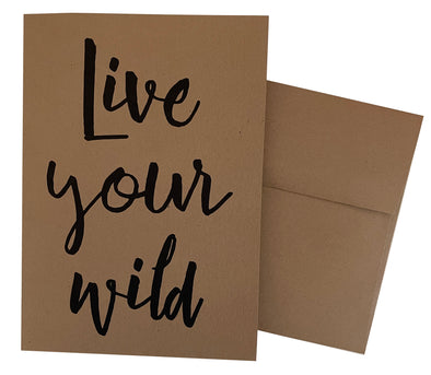Live Your Wild 5x7 recycled kraft single note card - noteify
