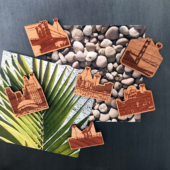 NYC Brooklyn Bridge Wooden Magnet - noteify