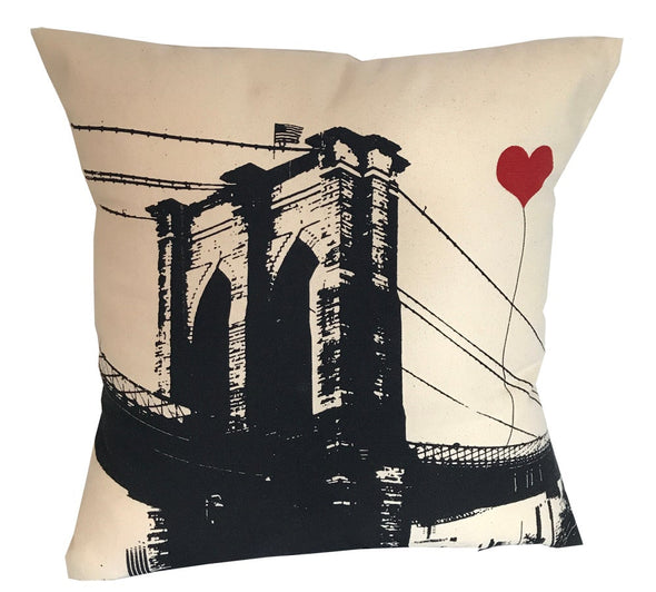 Brooklyn Bridge Square Canvas Throw Pillow - noteify