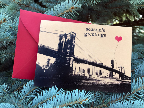 Season's Greetings Brooklyn Bridge note card set - noteify