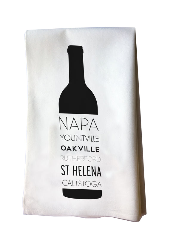 Napa Valley Cities Wine Bottle tea towel