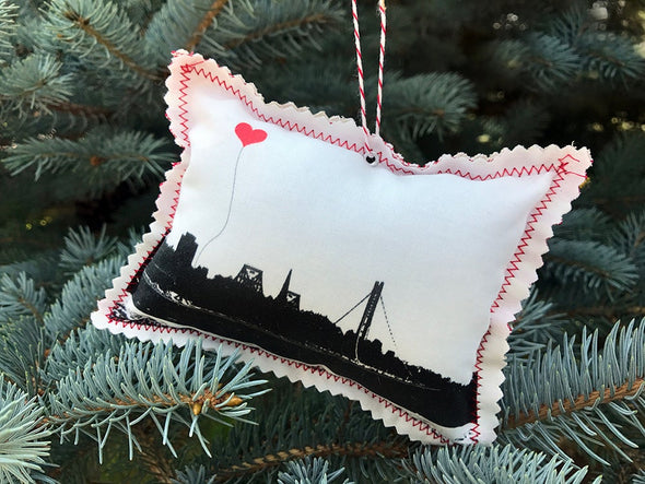 San Francisco Bay Bridge Fabric Ornament - noteify