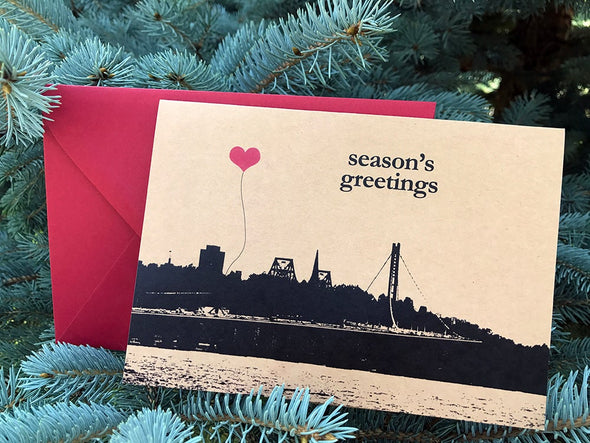 Season's Greetings Bay Bridge note card set - noteify