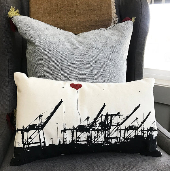 Oakland Shipping Cranes Rectangular Canvas Throw Pillow - noteify