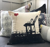 Oakland Shipping Crane Square Canvas Throw Pillow - noteify