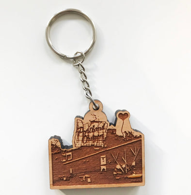 Portland Oregon White Stag Sign Wooden Key Chain - noteify