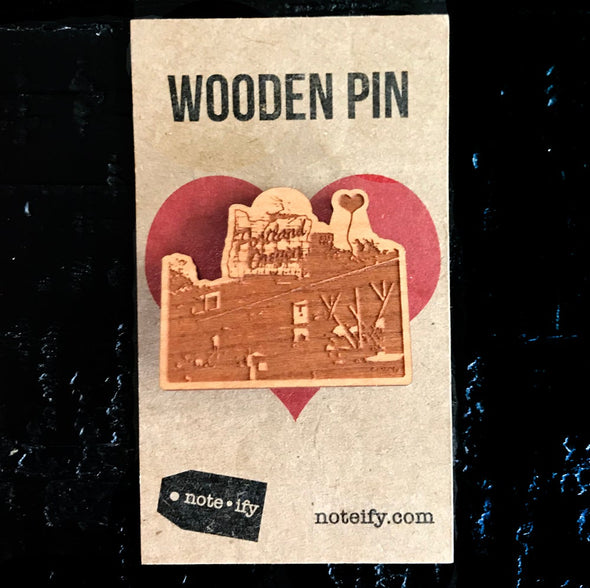 Portland Oregon White Stag Sign Wooden Pin - noteify