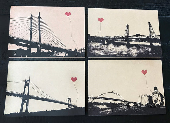 Portland Bridges set of 4 note cards - noteify