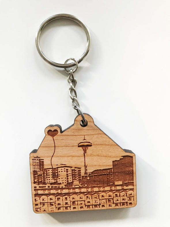 Seattle Space Needle Wooden Key Chain - noteify