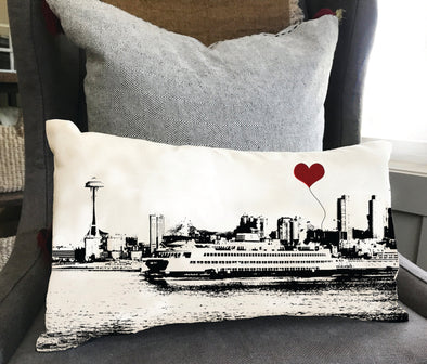 Seattle Ferry and Space Needle Rectangular Pillow - noteify