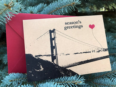 San Francisco Golden Gate Bridge Season's Greetings set of 8 note cards - noteify