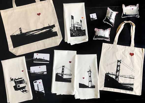 San Francisco Golden Gate Bridge recycled cotton canvas tote bag - noteify